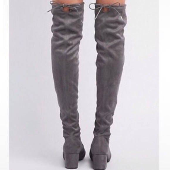 Charlotte Russe Shoes - Charlotte Russe Faux Suede Gray Boots Size 8